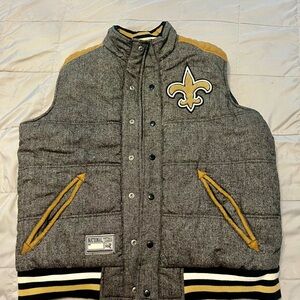 New Orleans Saints Gray and Gold Puffer Vest